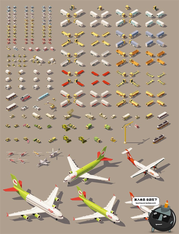 图片[22]-2.5D立体等距建筑场景方块元素图案房屋Ui创意装饰卡通AI矢量素材-设计猿