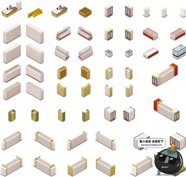 图片[28]-2.5D立体等距建筑场景方块元素图案房屋Ui创意装饰卡通AI矢量素材-设计猿