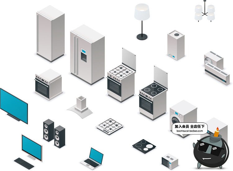 图片[30]-2.5D立体等距建筑场景方块元素图案房屋Ui创意装饰卡通AI矢量素材-设计猿