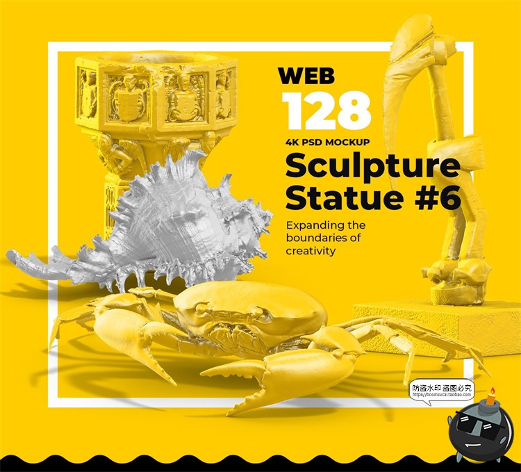 图片[1]-抽象希腊风石膏雕塑半身像摆件石柱装饰元素后期TIF合成PSD素材-设计猿