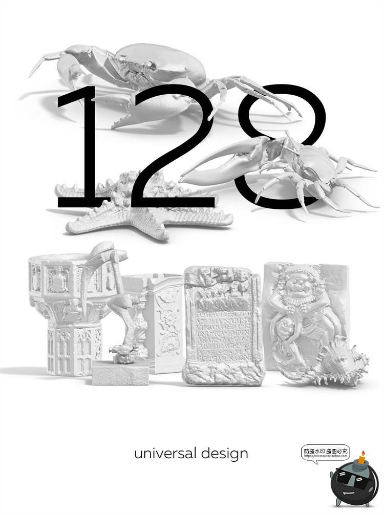 图片[2]-抽象希腊风石膏雕塑半身像摆件石柱装饰元素后期TIF合成PSD素材-设计猿