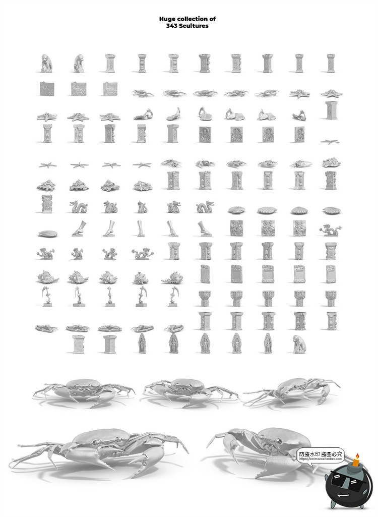 图片[5]-抽象希腊风石膏雕塑半身像摆件石柱装饰元素后期TIF合成PSD素材-设计猿
