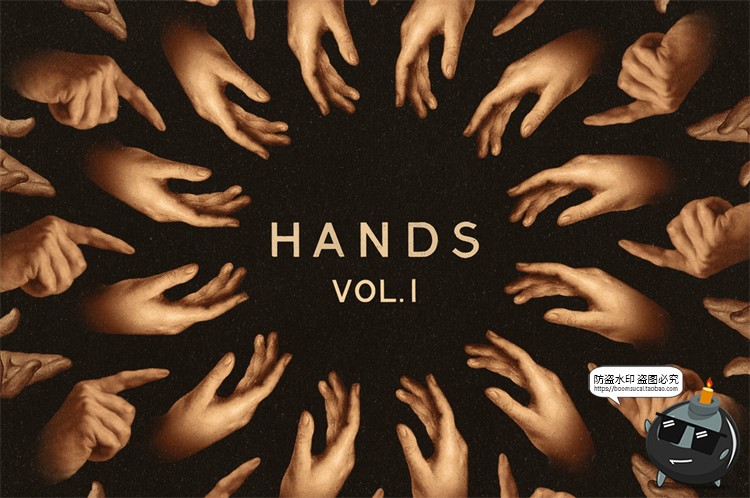 图片[1]-复古欧式风格潮流手势插画装饰元素创意海报PNG免抠PSD模板PS素材-设计猿