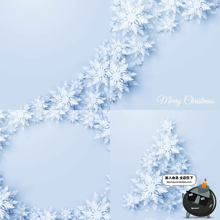 图片[4]-冬季圣诞节雪花剪纸元素主题剪贴画背景AI矢量海报装饰设计素材-设计猿