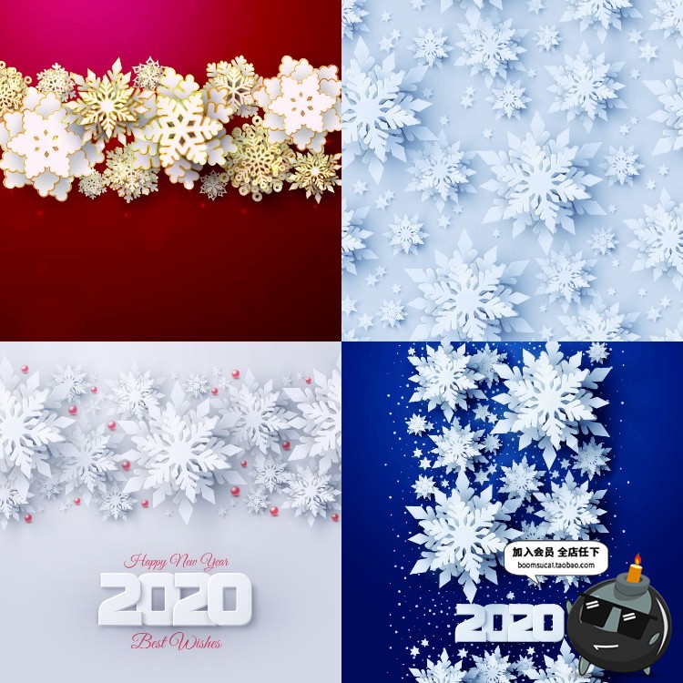 图片[6]-冬季圣诞节雪花剪纸元素主题剪贴画背景AI矢量海报装饰设计素材-设计猿