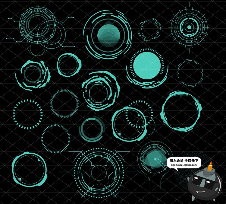 图片[7]-未来现代高科技圆环眼球游戏机械风UI界面显示模板AI矢量设计素材-设计猿