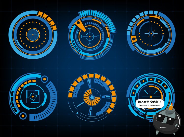 图片[19]-未来现代高科技圆环眼球游戏机械风UI界面显示模板AI矢量设计素材-设计猿