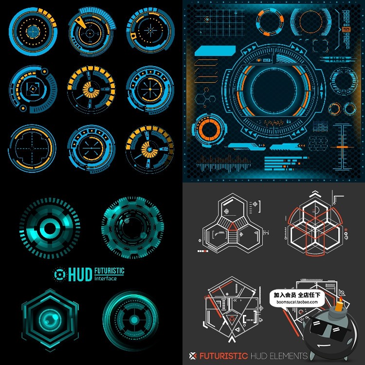 图片[27]-未来现代高科技圆环眼球游戏机械风UI界面显示模板AI矢量设计素材-设计猿