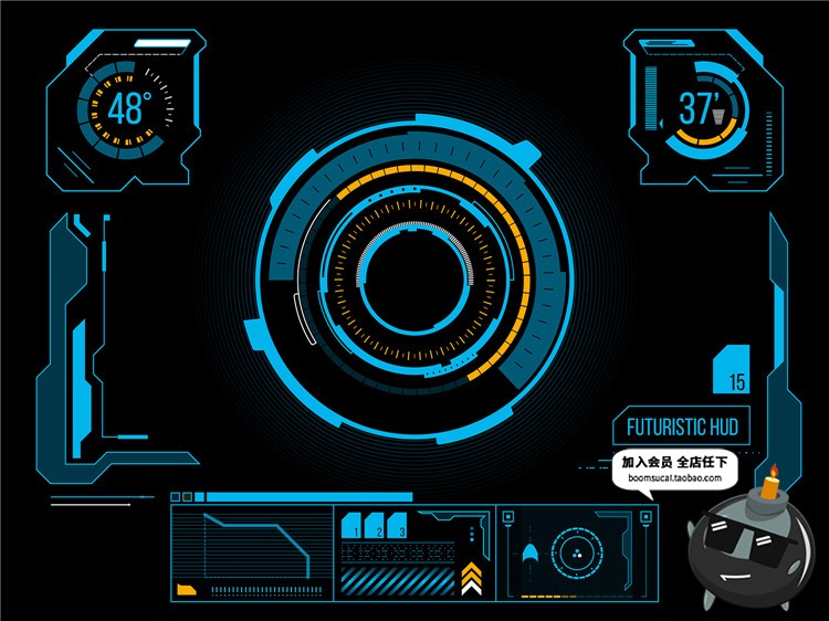 图片[34]-未来现代高科技圆环眼球游戏机械风UI界面显示模板AI矢量设计素材-设计猿