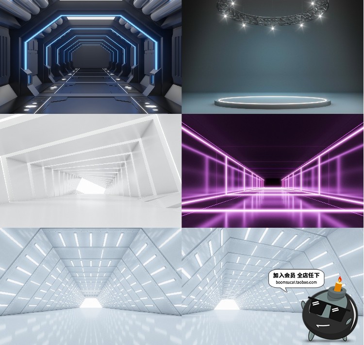 图片[2]-创意未来3D光效空间机械隧道光感艺术舞台背景场景JPG图片素材-设计猿