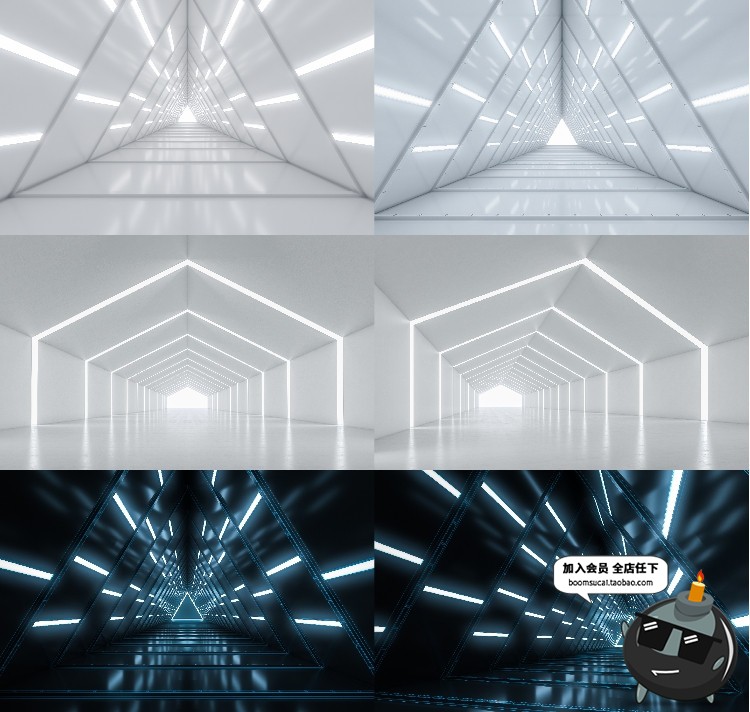 图片[7]-创意未来3D光效空间机械隧道光感艺术舞台背景场景JPG图片素材-设计猿