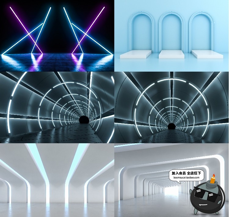 图片[9]-创意未来3D光效空间机械隧道光感艺术舞台背景场景JPG图片素材-设计猿