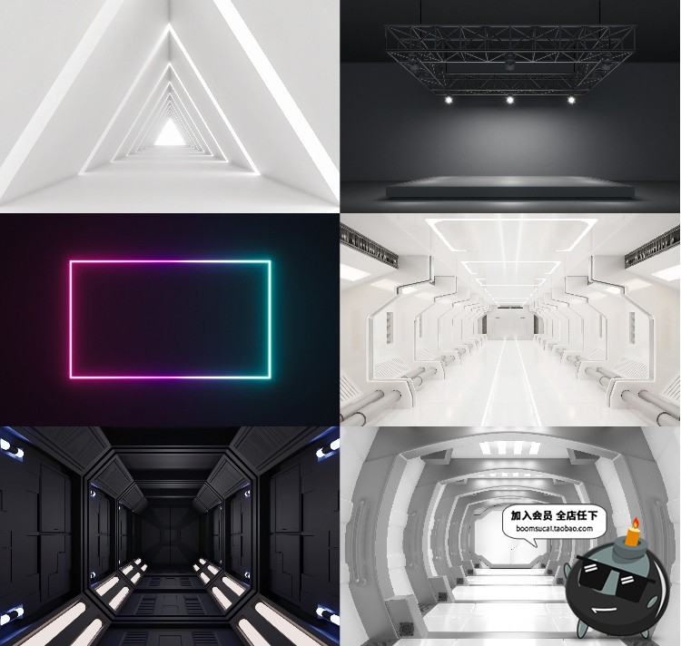 图片[11]-创意未来3D光效空间机械隧道光感艺术舞台背景场景JPG图片素材-设计猿