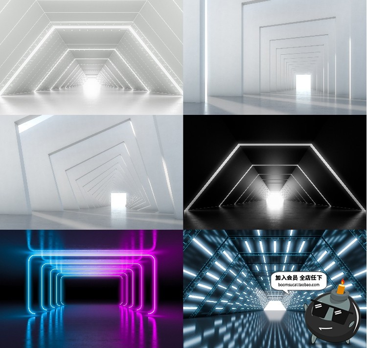 图片[12]-创意未来3D光效空间机械隧道光感艺术舞台背景场景JPG图片素材-设计猿