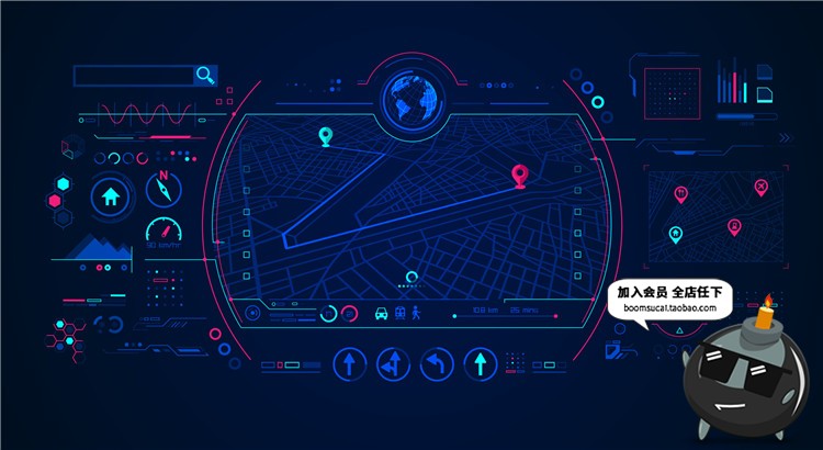 图片[4]-HUD高科技飞行操作仪表盘游戏风抬头数字显示边框圆形AI矢量素材-设计猿