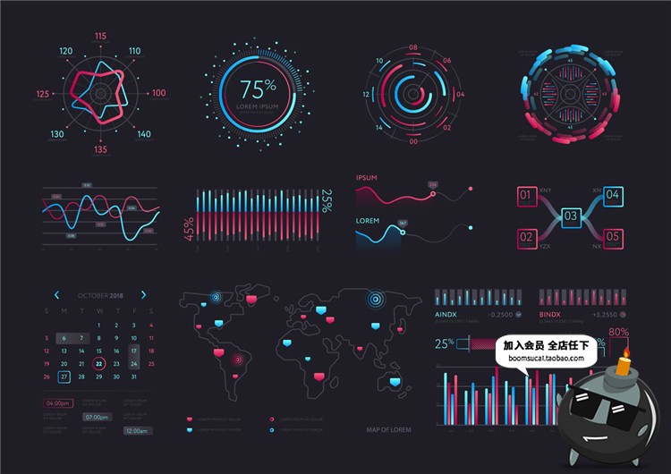 图片[7]-HUD高科技飞行操作仪表盘游戏风抬头数字显示边框圆形AI矢量素材-设计猿