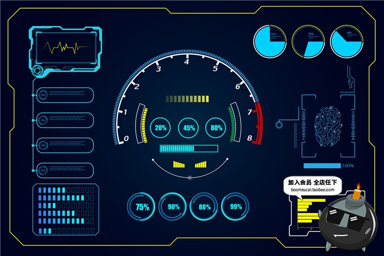 图片[11]-HUD高科技飞行操作仪表盘游戏风抬头数字显示边框圆形AI矢量素材-设计猿