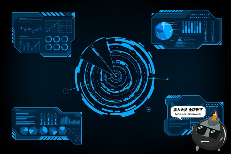 图片[12]-HUD高科技飞行操作仪表盘游戏风抬头数字显示边框圆形AI矢量素材-设计猿