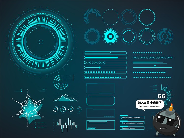 图片[14]-HUD高科技飞行操作仪表盘游戏风抬头数字显示边框圆形AI矢量素材-设计猿
