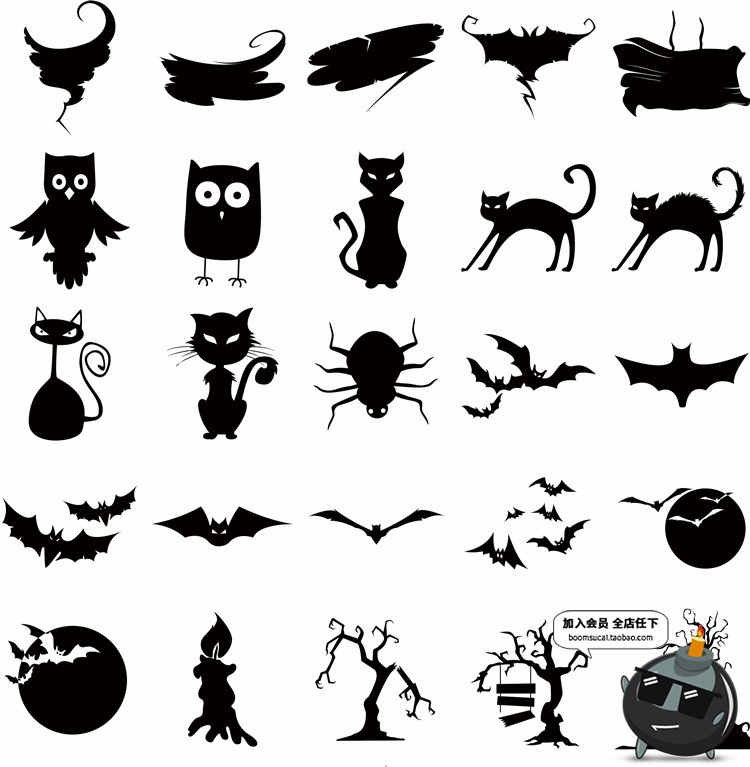 图片[1]-88个万圣节恐怖鬼屋南瓜头卡通元素打印AI矢量PNG免扣印刷素材-设计猿