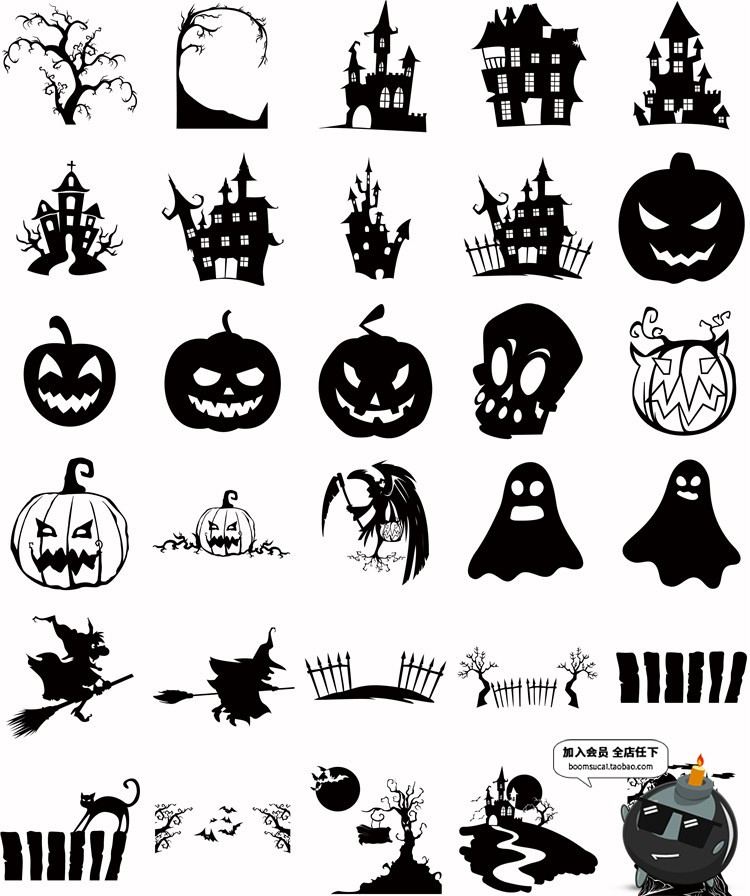 图片[2]-88个万圣节恐怖鬼屋南瓜头卡通元素打印AI矢量PNG免扣印刷素材-设计猿