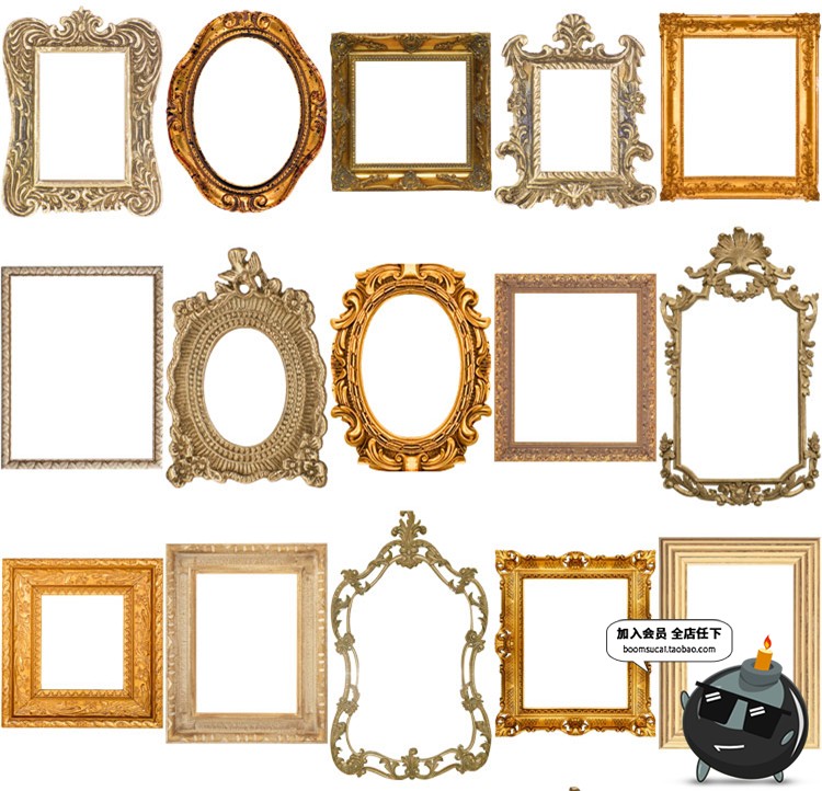 图片[3]-复古欧式古典金银纹理相框边框png免抠图透明素材ps设计装饰元素-设计猿