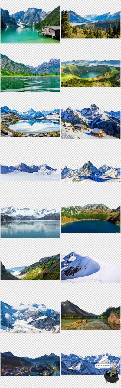 图片[2]-雪山山峰山脉湖光山色山峦山川山丘景色高清PNG免抠后期合成素材-设计猿