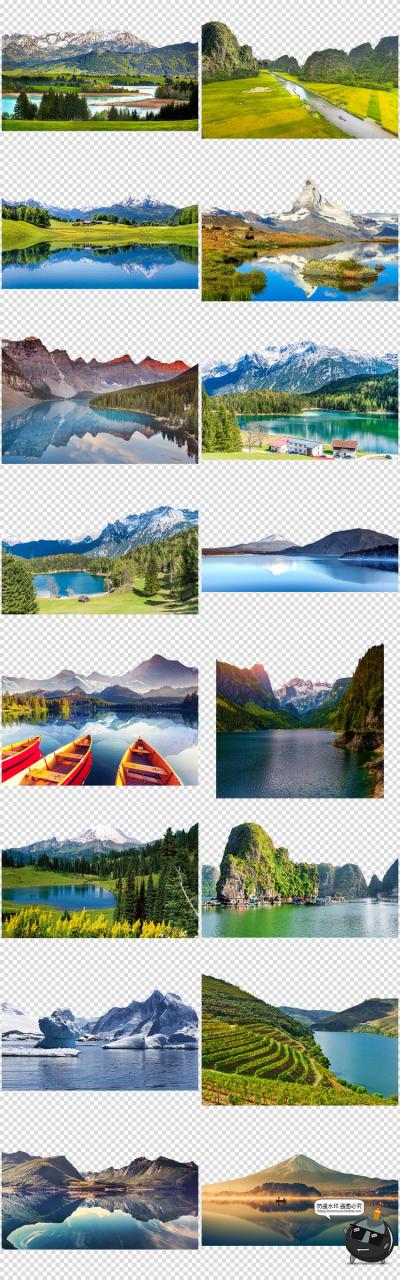 图片[4]-雪山山峰山脉湖光山色山峦山川山丘景色高清PNG免抠后期合成素材-设计猿
