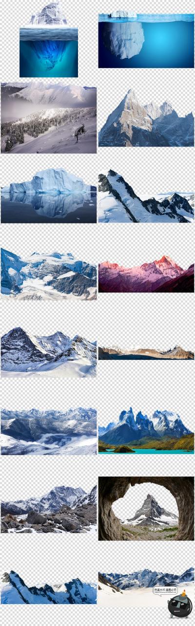 图片[5]-雪山山峰山脉湖光山色山峦山川山丘景色高清PNG免抠后期合成素材-设计猿