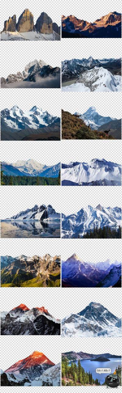 图片[6]-雪山山峰山脉湖光山色山峦山川山丘景色高清PNG免抠后期合成素材-设计猿
