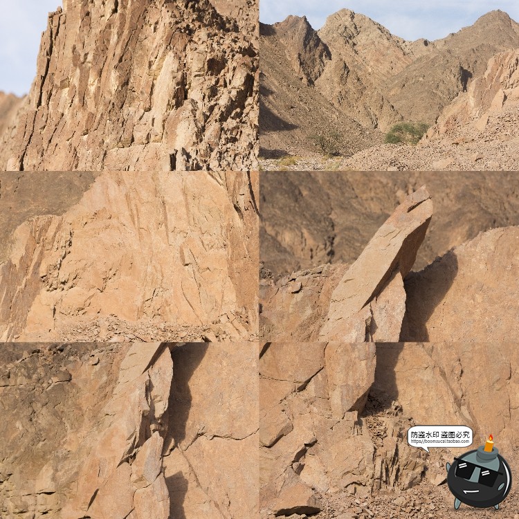 图片[14]-荒漠岩石沙漠山脉荒凉赤戈壁滩景观场景背景后期合成JPG图片素材-设计猿