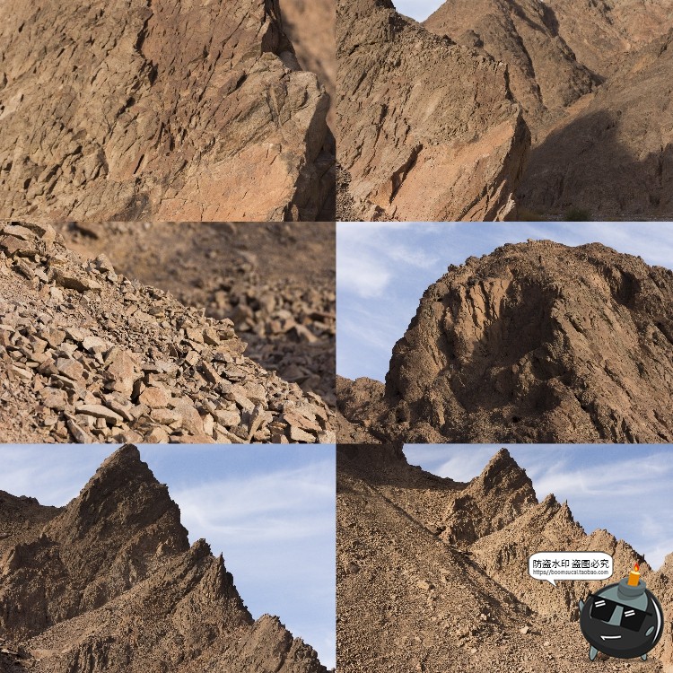 图片[15]-荒漠岩石沙漠山脉荒凉赤戈壁滩景观场景背景后期合成JPG图片素材-设计猿