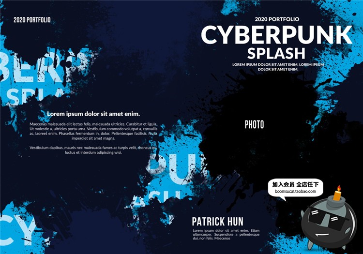 图片[1]-14页A4尺寸水墨飞溅风格艺术作品集画册图文排版设计PSD模板素材-设计猿