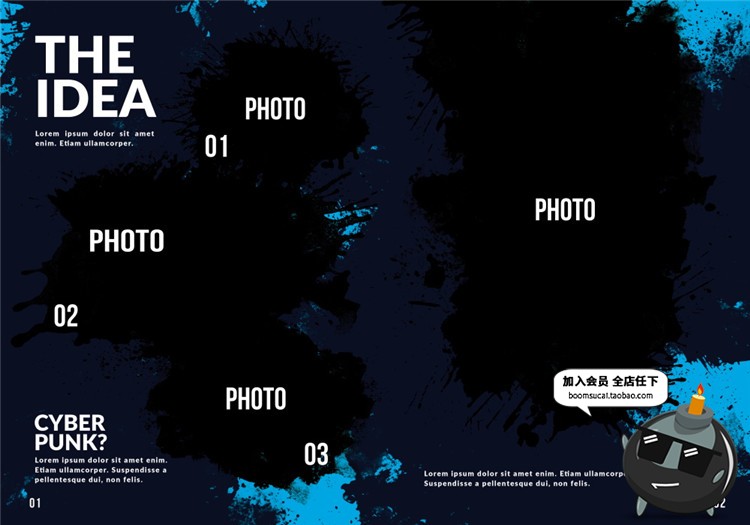 图片[2]-14页A4尺寸水墨飞溅风格艺术作品集画册图文排版设计PSD模板素材-设计猿