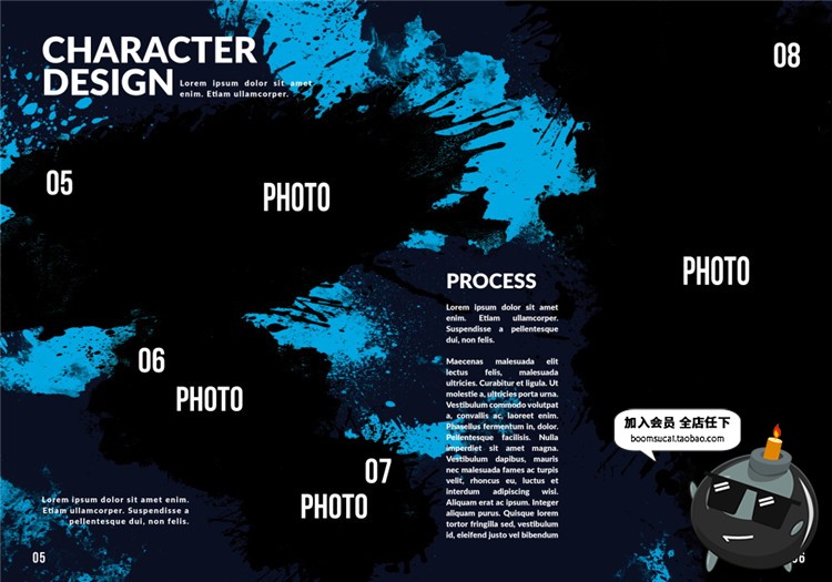 图片[4]-14页A4尺寸水墨飞溅风格艺术作品集画册图文排版设计PSD模板素材-设计猿