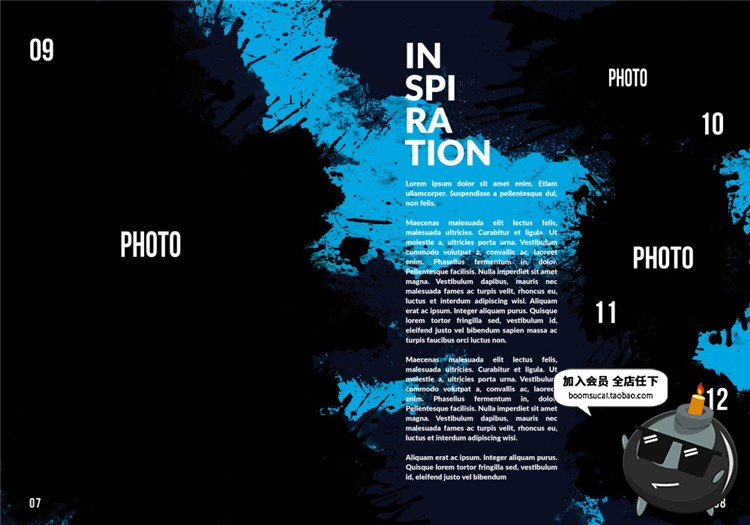 图片[5]-14页A4尺寸水墨飞溅风格艺术作品集画册图文排版设计PSD模板素材-设计猿