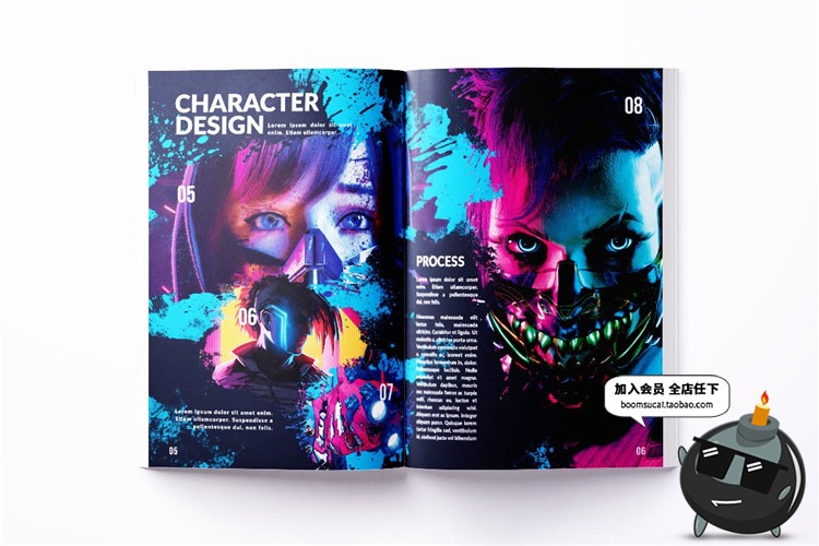 图片[11]-14页A4尺寸水墨飞溅风格艺术作品集画册图文排版设计PSD模板素材-设计猿