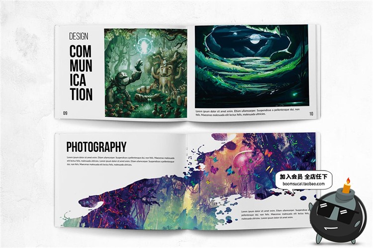 图片[2]-28页横版长条图展示水墨涂鸦风格图文排版杂志PSD模板PS设计素材-设计猿
