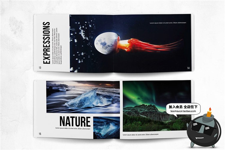图片[3]-28页横版长条图展示水墨涂鸦风格图文排版杂志PSD模板PS设计素材-设计猿