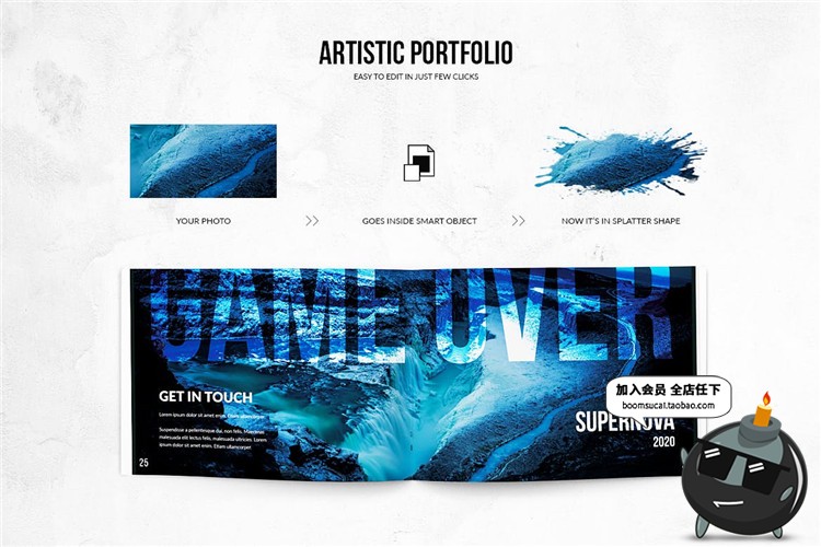 图片[6]-28页横版长条图展示水墨涂鸦风格图文排版杂志PSD模板PS设计素材-设计猿