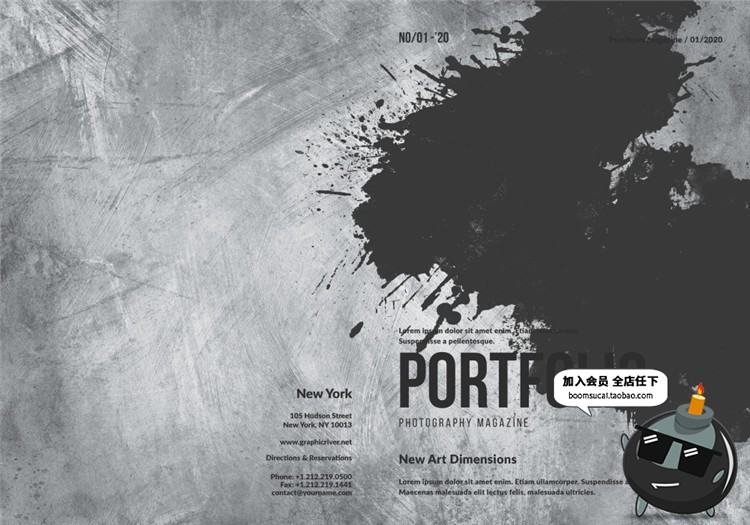 图片[1]-28页水墨晕染艺术创作作品集作品画册图文排版PSD模板PS设计素材-设计猿