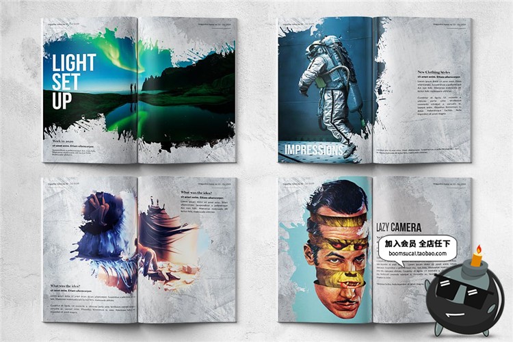 图片[16]-28页水墨晕染艺术创作作品集作品画册图文排版PSD模板PS设计素材-设计猿