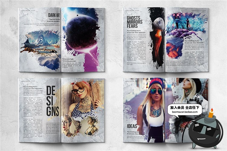 图片[18]-28页水墨晕染艺术创作作品集作品画册图文排版PSD模板PS设计素材-设计猿