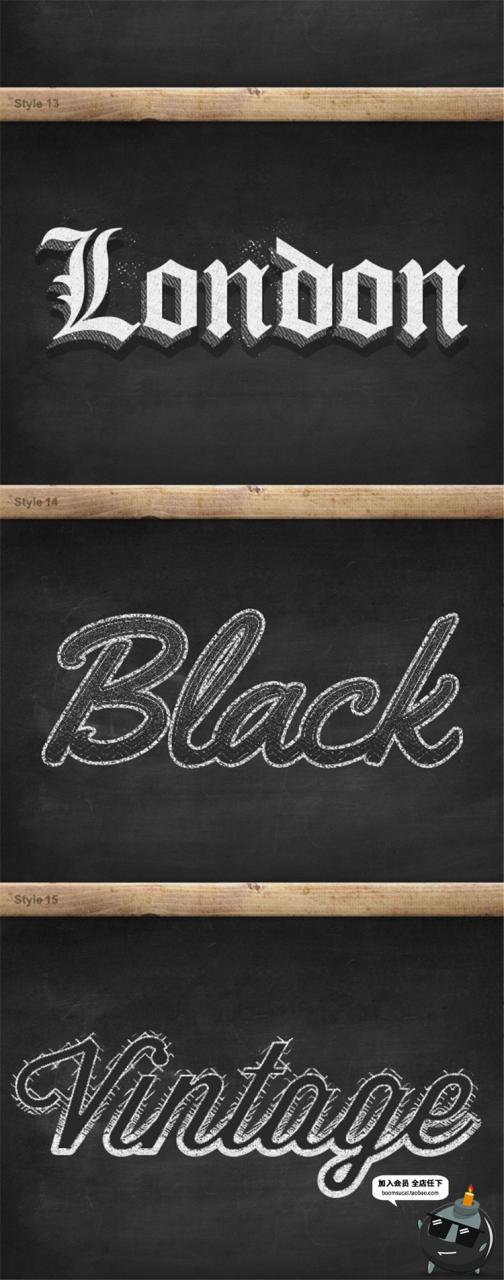 图片[12]-白色粉笔字特效黑板报字体复古效果ASL样式PSD智能模板设计PS素材-设计猿