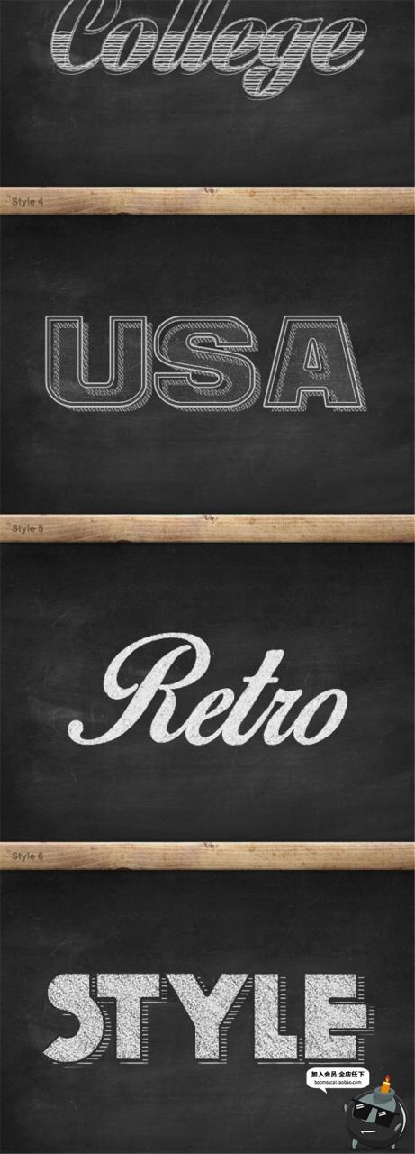 图片[14]-白色粉笔字特效黑板报字体复古效果ASL样式PSD智能模板设计PS素材-设计猿