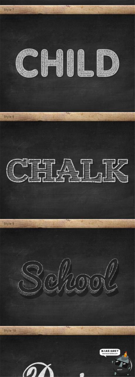 图片[15]-白色粉笔字特效黑板报字体复古效果ASL样式PSD智能模板设计PS素材-设计猿