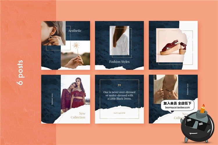 图片[3]-撕纸艺术风格深蓝湛蓝色图片文案排版个人海报设计PSD模板PS素材-设计猿