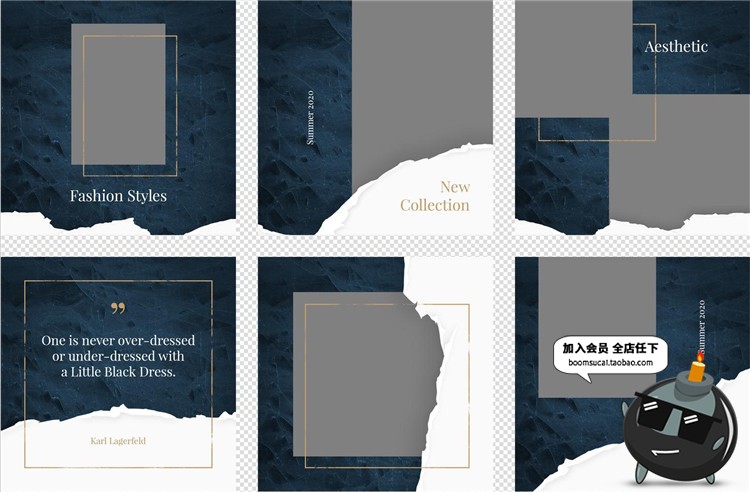 图片[4]-撕纸艺术风格深蓝湛蓝色图片文案排版个人海报设计PSD模板PS素材-设计猿