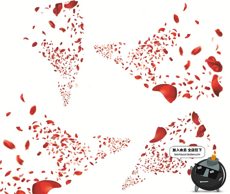 图片[8]-玫瑰花朵花瓣飘散落散花特效png高清免抠图psd婚纱照设计素材-设计猿