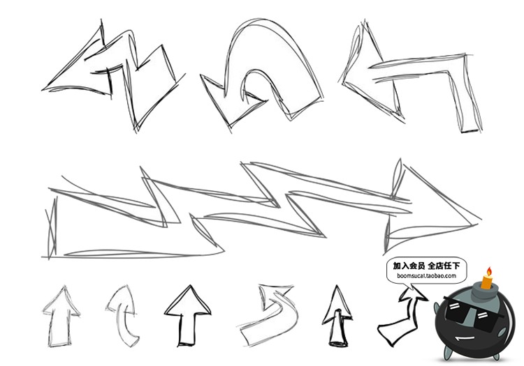 图片[13]-卡通手绘线条箭头指向标志图照片装饰元素美化PNG免抠透明PS素材-设计猿